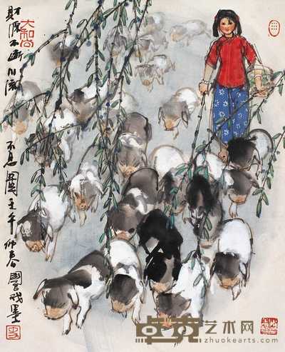 史国良 壬午（2002）年作 财源不断 镜心 50×40.5cm